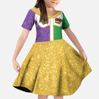 Mardi Gras Crown Kid Short Sleeve Dress Western Yoke Glitter Style