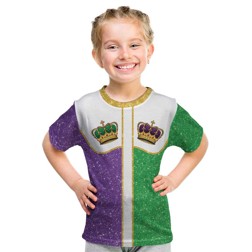 Mardi Gras Crown Kid T Shirt Western Yoke Glitter Style