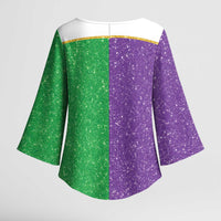 Mardi Gras Crown Kimono Sleeve Blouse Western Yoke Glitter Style