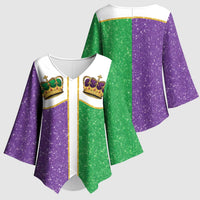 Mardi Gras Crown Kimono Sleeve Blouse Western Yoke Glitter Style