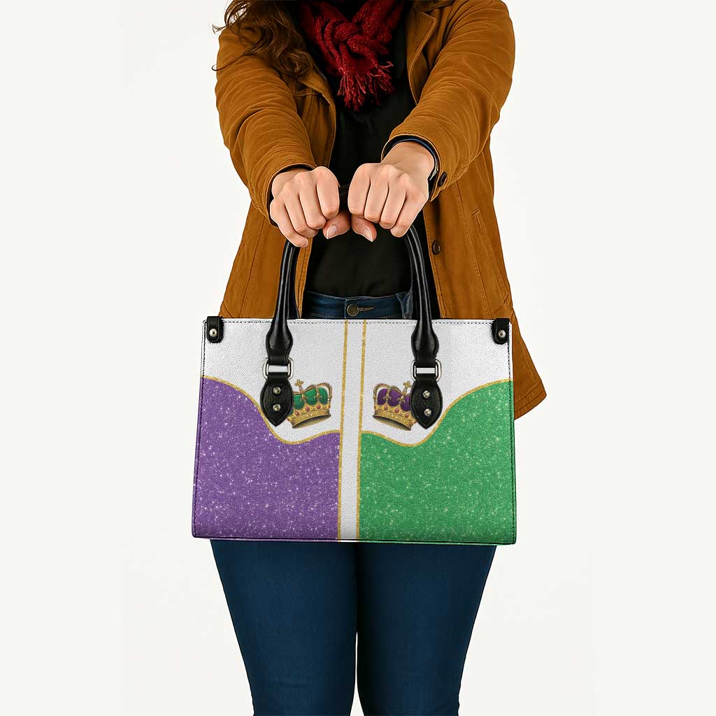 Mardi Gras Crown Leather Bag Western Yoke Glitter Style
