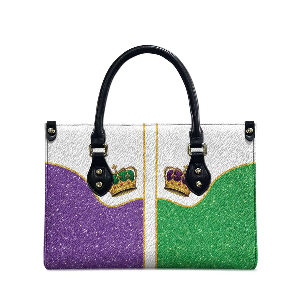 Mardi Gras Crown Leather Bag Western Yoke Glitter Style
