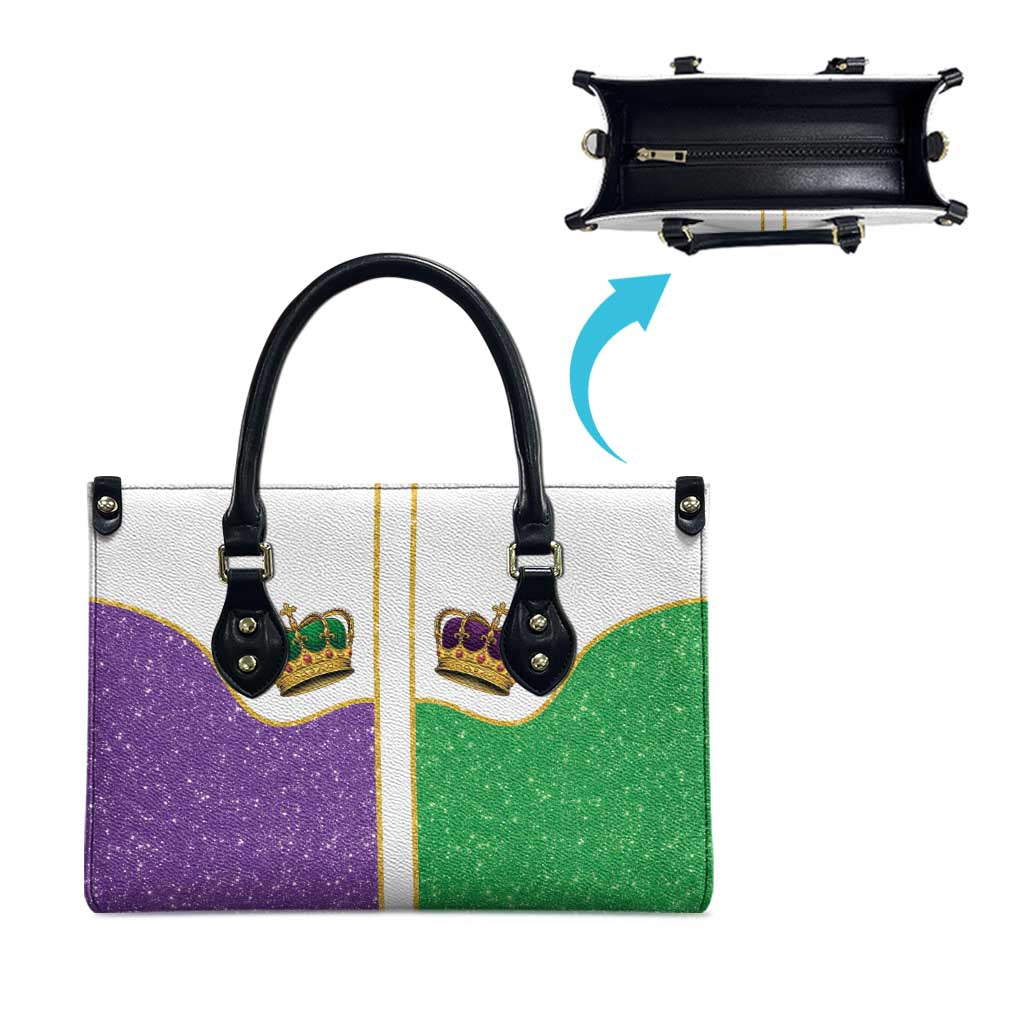 Mardi Gras Crown Leather Bag Western Yoke Glitter Style