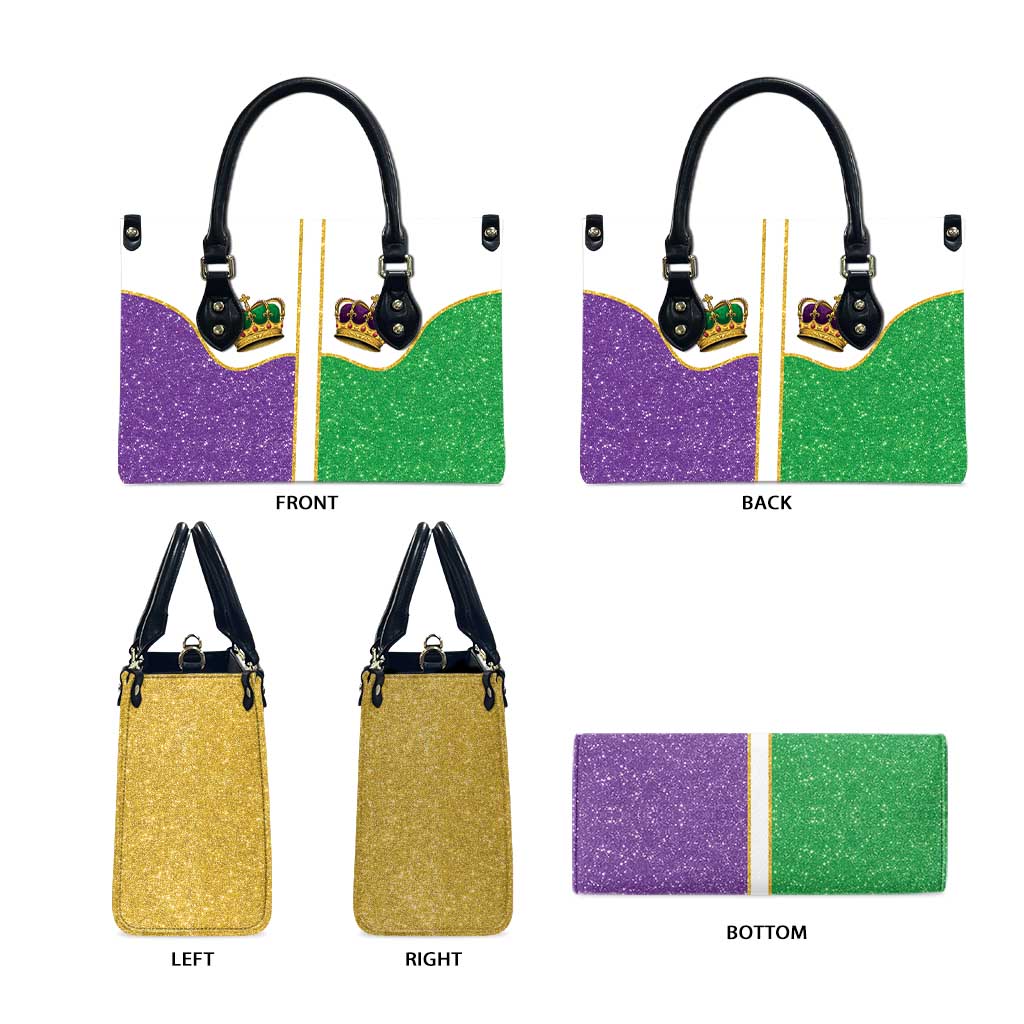 Mardi Gras Crown Leather Bag Western Yoke Glitter Style