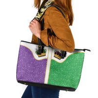 Mardi Gras Crown Leather Tote Bag Western Yoke Glitter Style