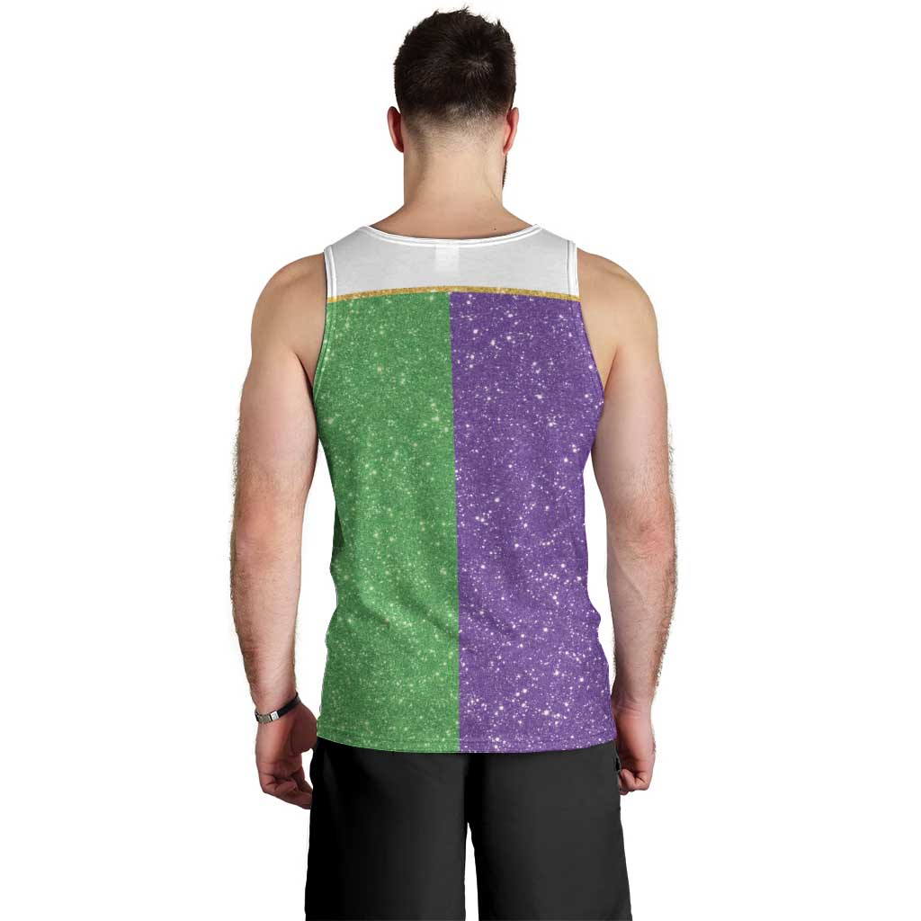 Mardi Gras Crown Men Tank Top Western Yoke Glitter Style