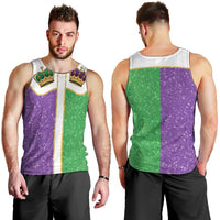 Mardi Gras Crown Men Tank Top Western Yoke Glitter Style