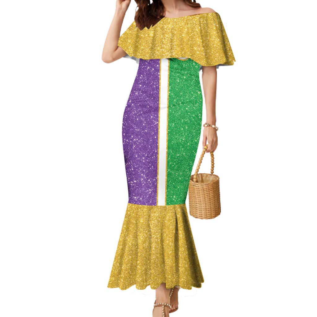 Mardi Gras Crown Mermaid Dress Western Yoke Glitter Style