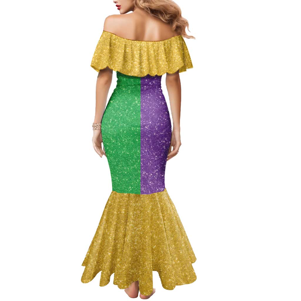 Mardi Gras Crown Mermaid Dress Western Yoke Glitter Style