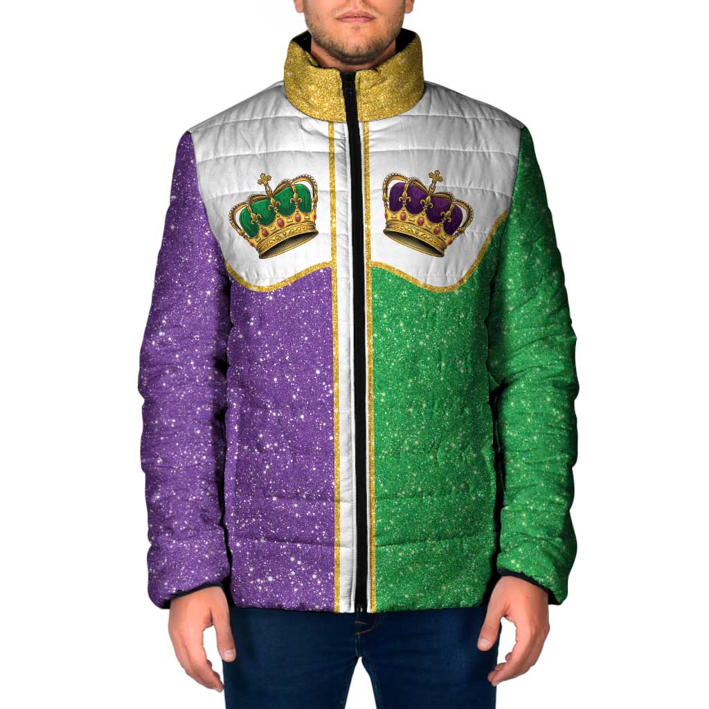 Mardi Gras Crown Padded Jacket Western Yoke Glitter Style