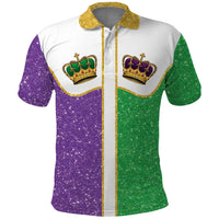 Mardi Gras Crown Polo Shirt Western Yoke Glitter Style