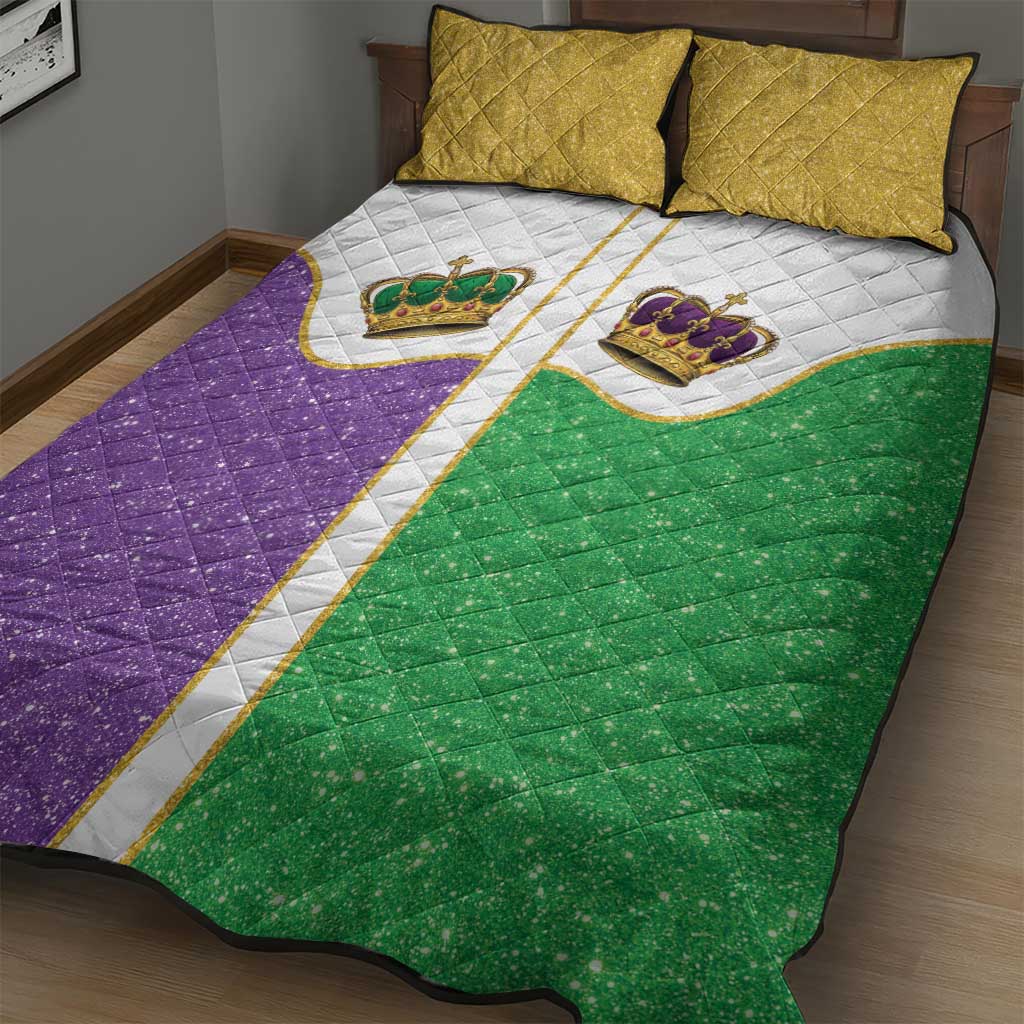 Mardi Gras Crown Quilt Bed Set Western Yoke Glitter Style