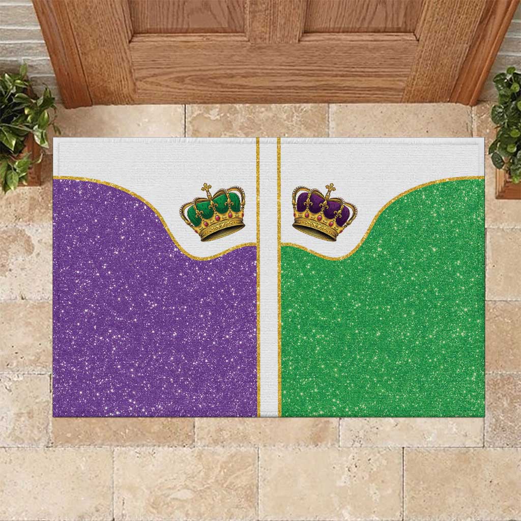 Mardi Gras Crown Rubber Doormat Western Yoke Glitter Style