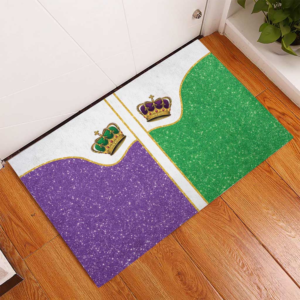 Mardi Gras Crown Rubber Doormat Western Yoke Glitter Style