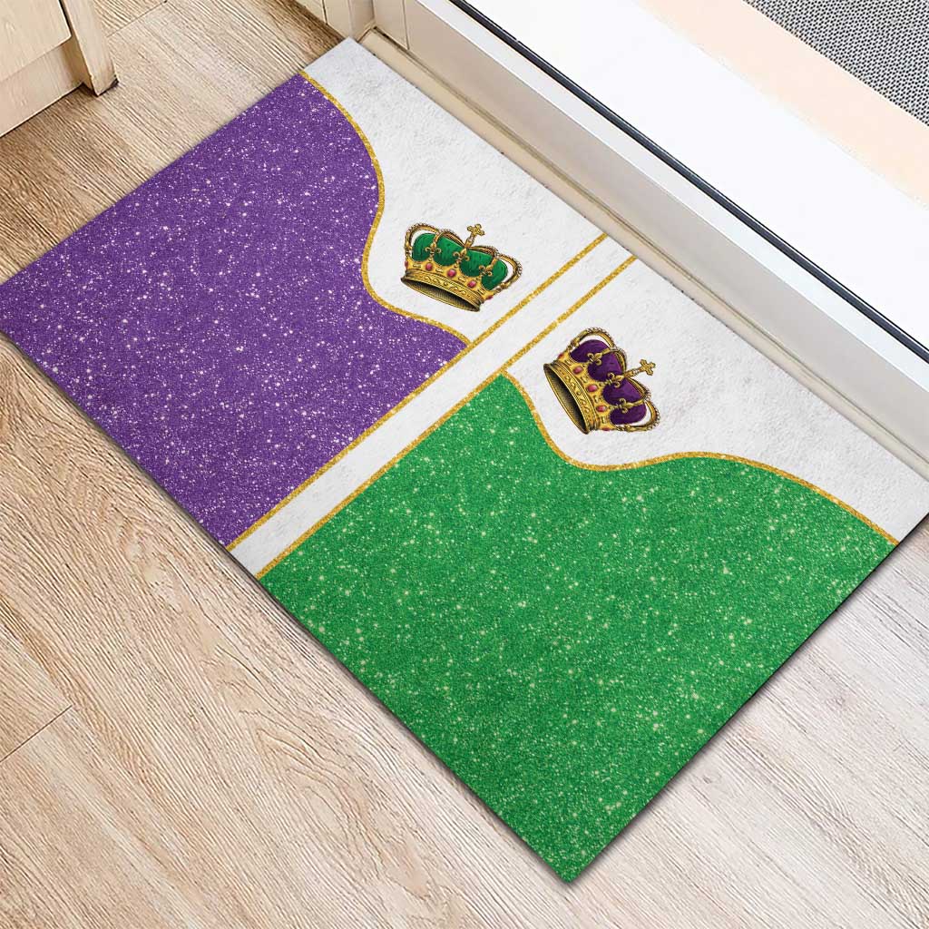 Mardi Gras Crown Rubber Doormat Western Yoke Glitter Style