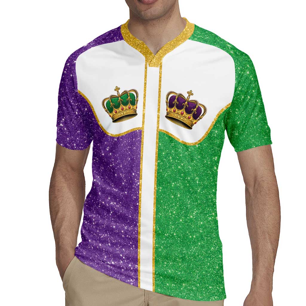 Mardi Gras Crown Rugby Jersey Western Yoke Glitter Style