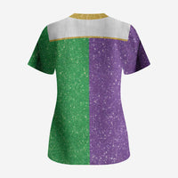 Mardi Gras Crown Scrub Top Western Yoke Glitter Style