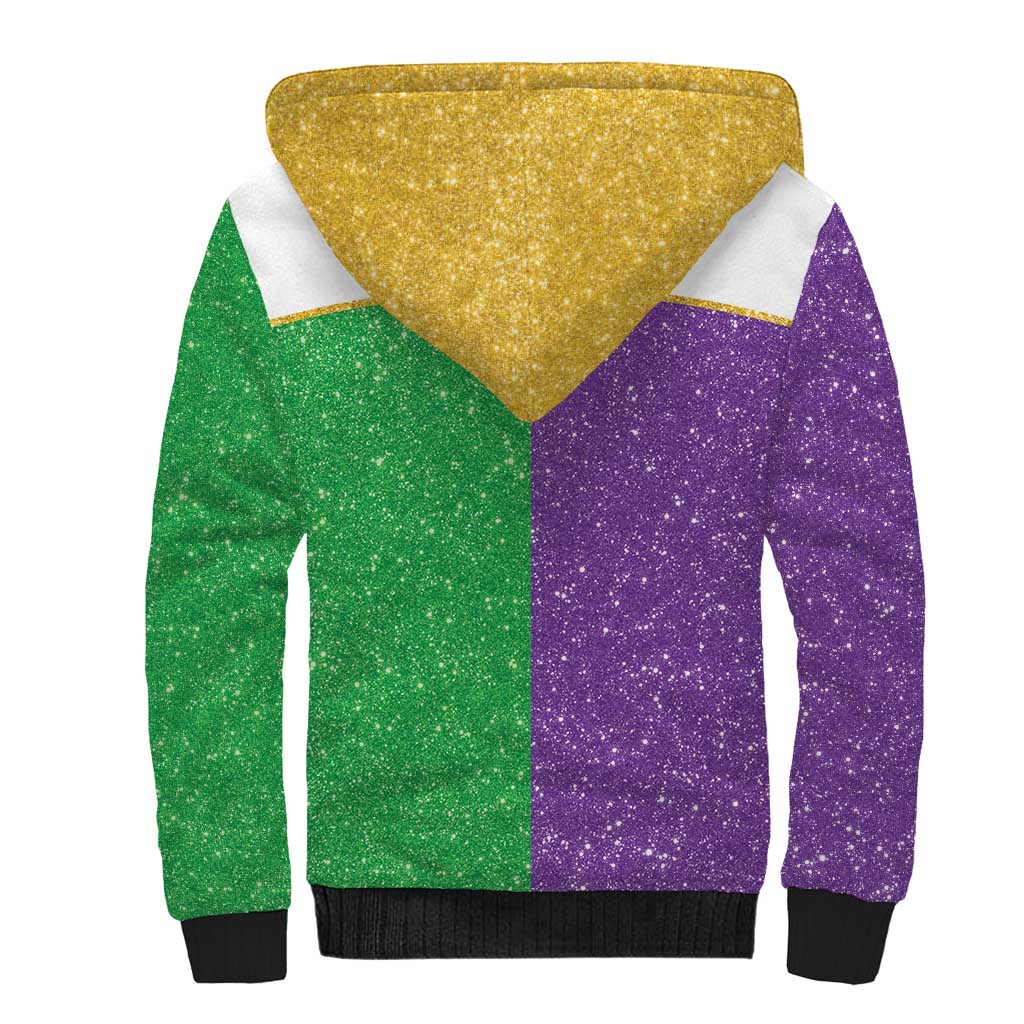 Mardi Gras Crown Sherpa Hoodie Western Yoke Glitter Style