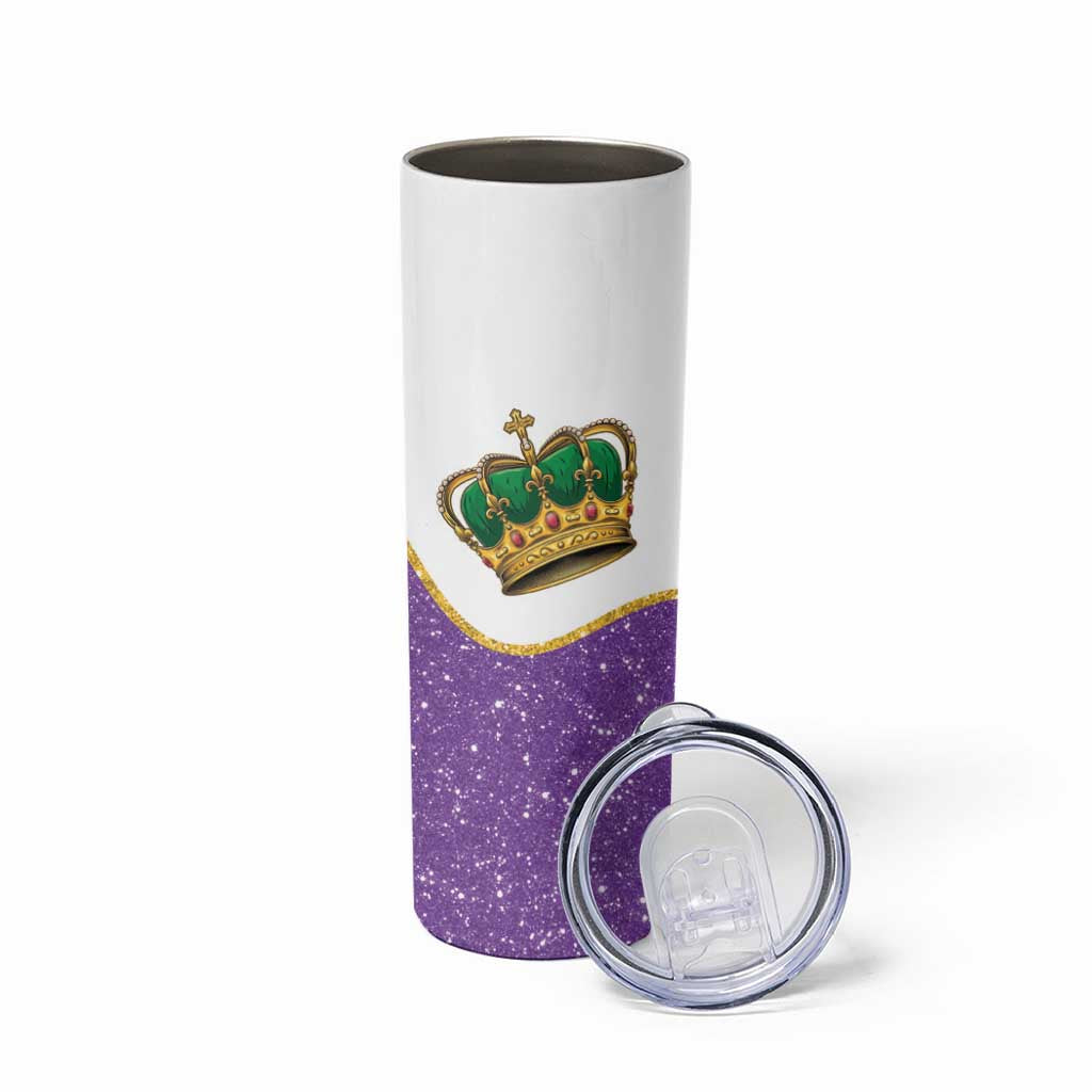 Mardi Gras Crown Skinny Tumbler Western Yoke Glitter Style