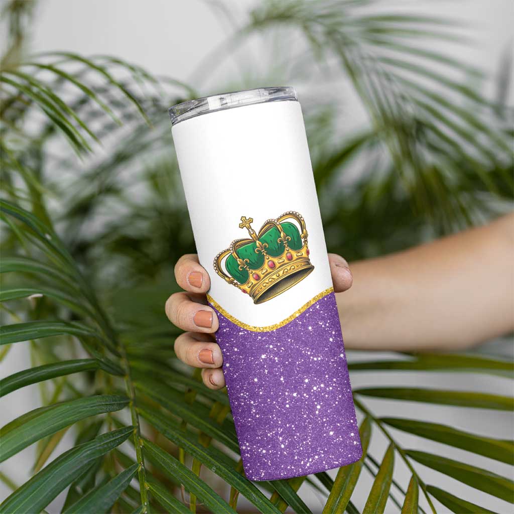 Mardi Gras Crown Skinny Tumbler Western Yoke Glitter Style