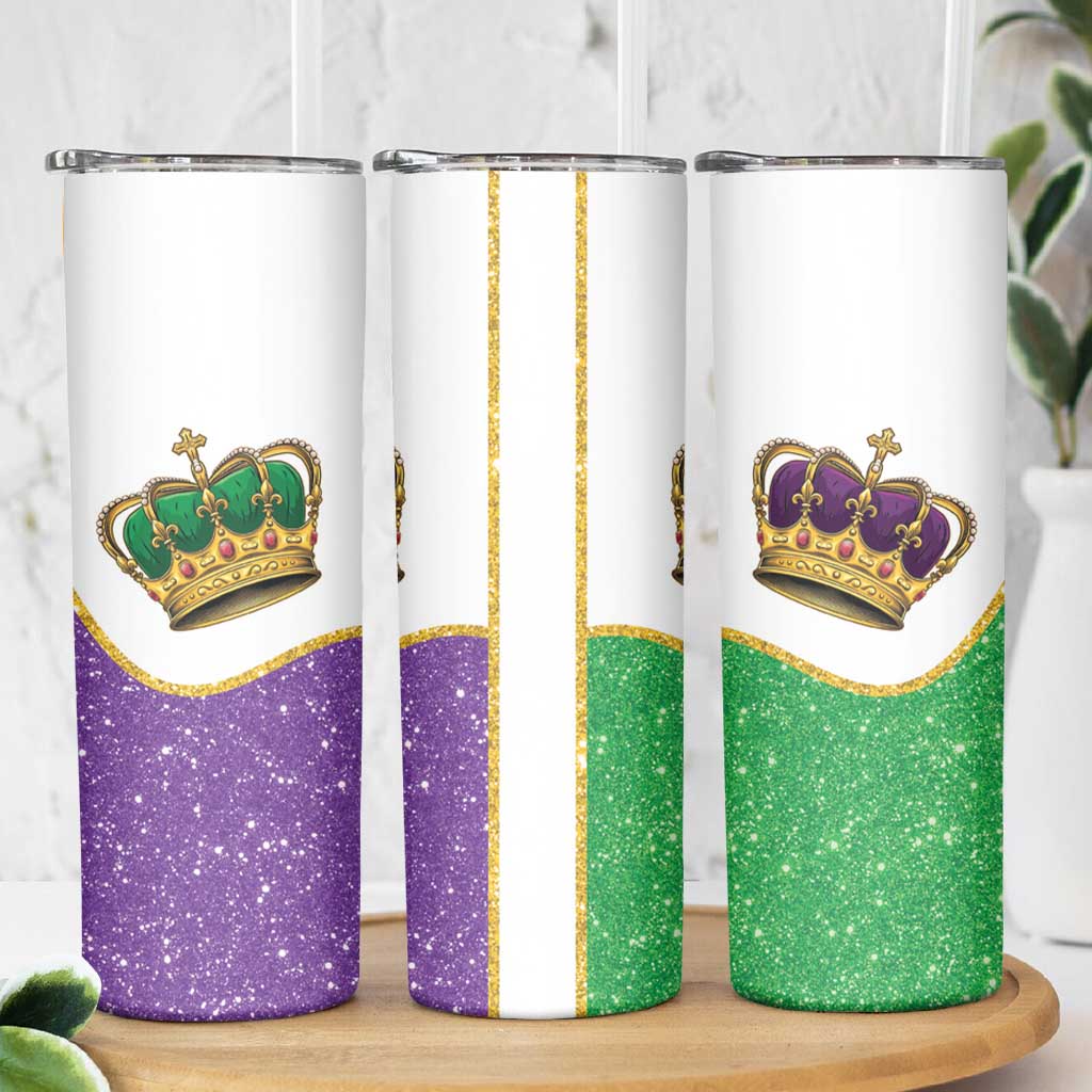 Mardi Gras Crown Skinny Tumbler Western Yoke Glitter Style
