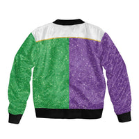 Mardi Gras Crown Sleeve Zip Bomber Jacket Western Yoke Glitter Style