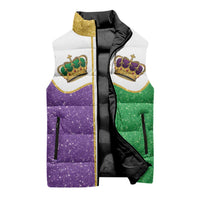 Mardi Gras Crown Sleeveless Puffer Jacket Western Yoke Glitter Style