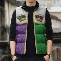 Mardi Gras Crown Sleeveless Puffer Jacket Western Yoke Glitter Style
