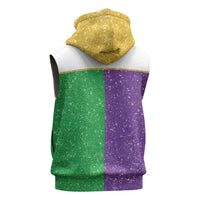 Mardi Gras Crown Sleeveless Zip Hoodie Western Yoke Glitter Style