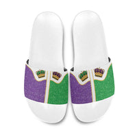 Mardi Gras Crown Slide Sandals Western Yoke Glitter Style