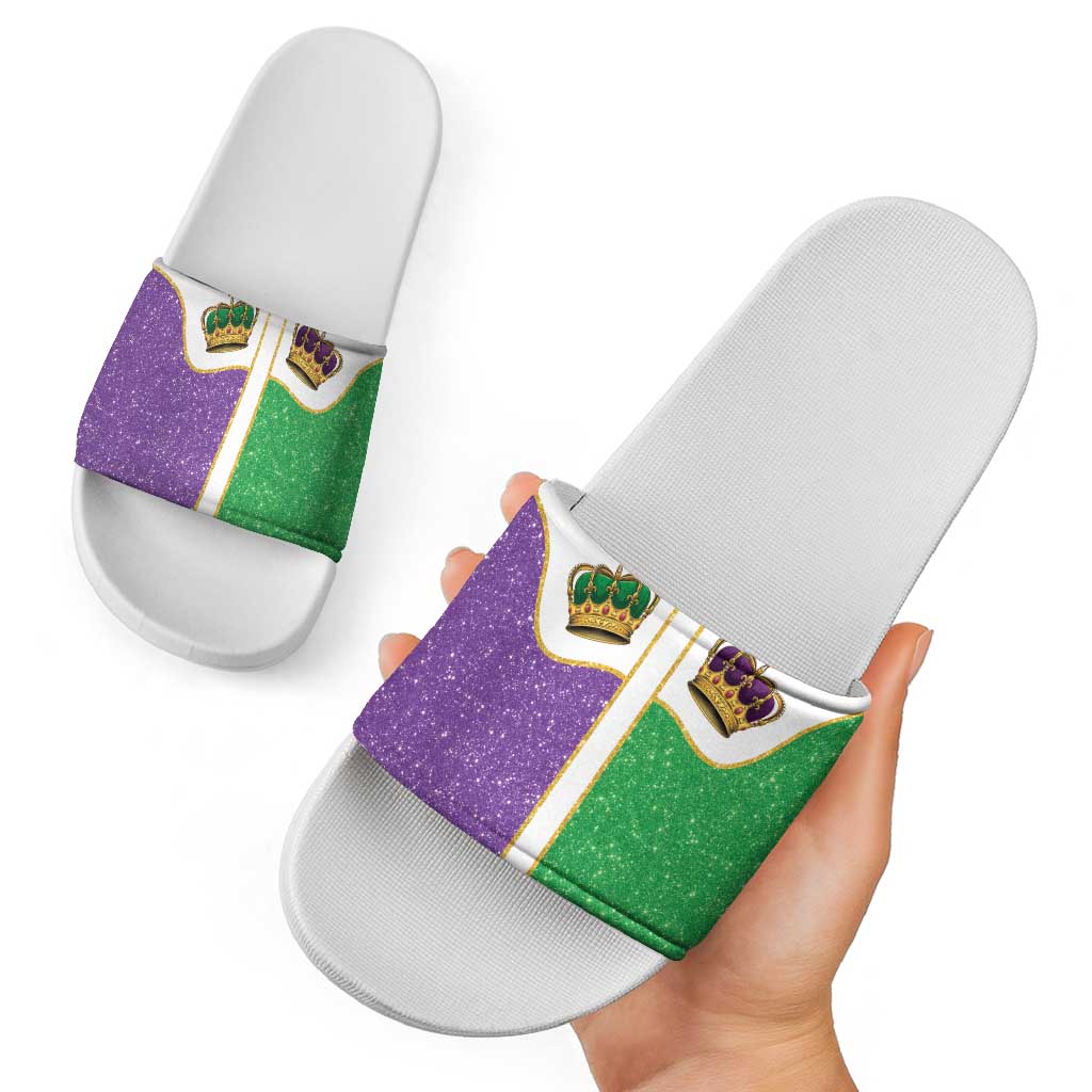 Mardi Gras Crown Slide Sandals Western Yoke Glitter Style