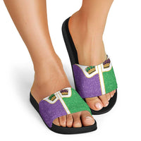 Mardi Gras Crown Slide Sandals Western Yoke Glitter Style
