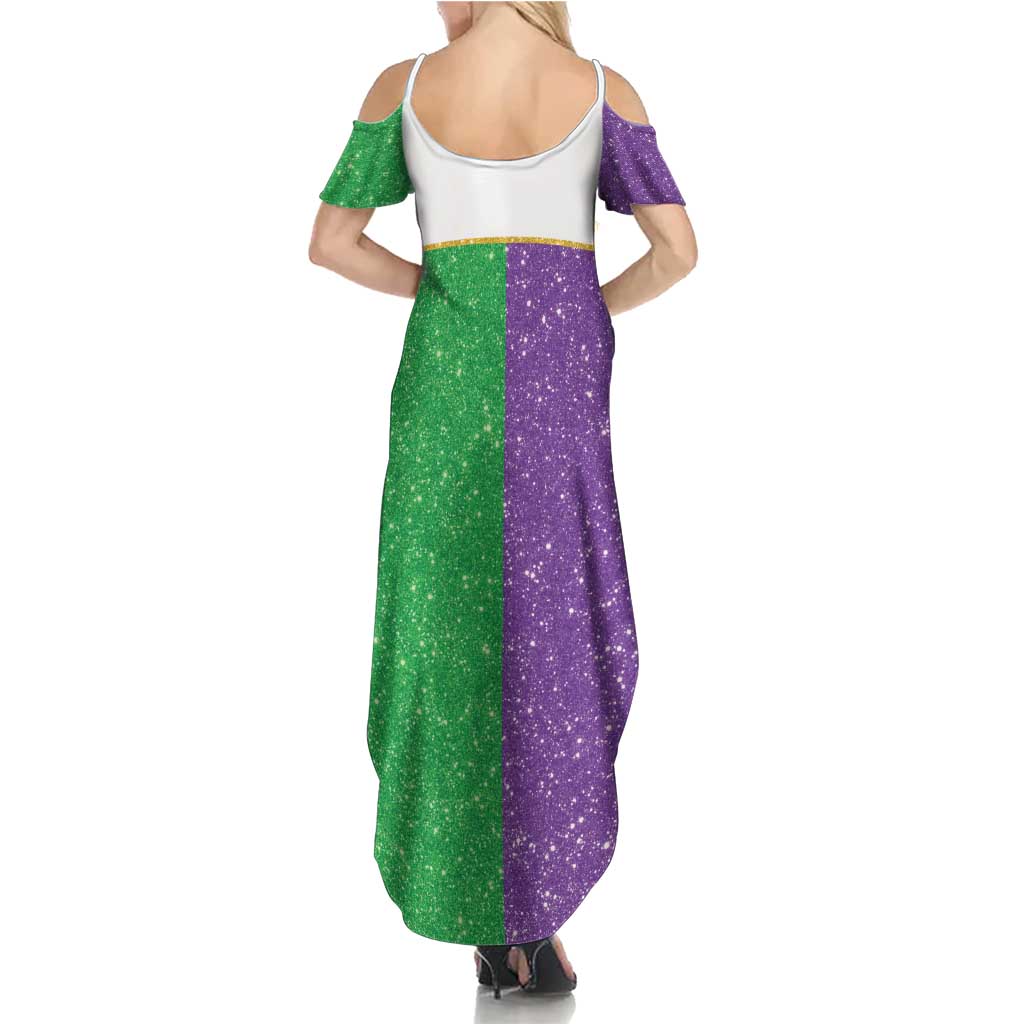 Mardi Gras Crown Summer Maxi Dress Western Yoke Glitter Style