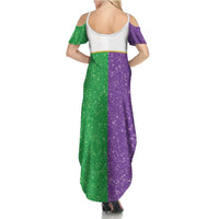 Mardi Gras Crown Summer Maxi Dress Western Yoke Glitter Style