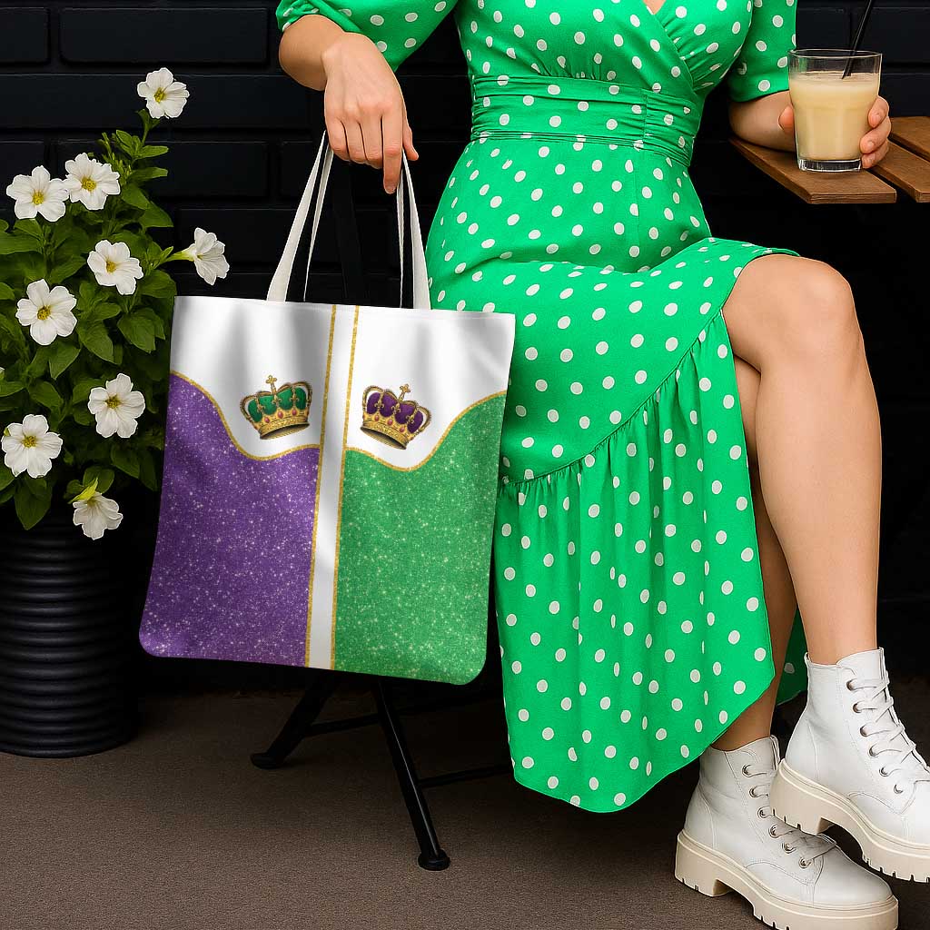 Mardi Gras Crown Tote Bag Western Yoke Glitter Style