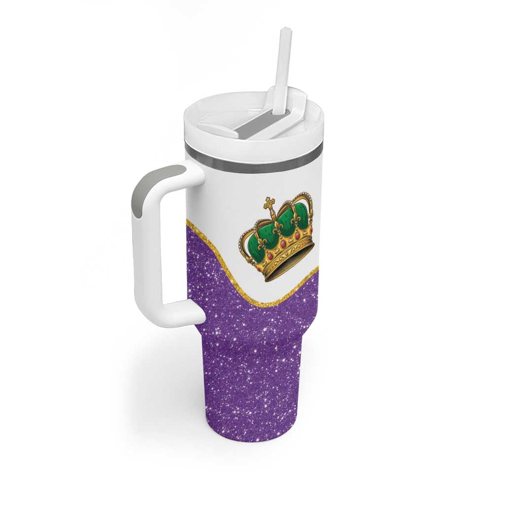 Mardi Gras Crown Tumbler With Handle Western Yoke Glitter Style