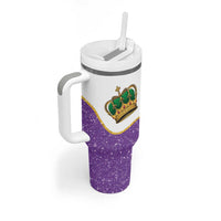 Mardi Gras Crown Tumbler With Handle Western Yoke Glitter Style