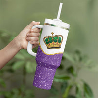 Mardi Gras Crown Tumbler With Handle Western Yoke Glitter Style