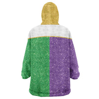 Mardi Gras Crown Wearable Blanket Hoodie Western Yoke Glitter Style