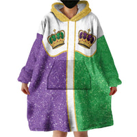 Mardi Gras Crown Wearable Blanket Hoodie Western Yoke Glitter Style