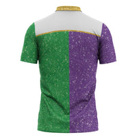 Mardi Gras Crown Zipper Polo Shirt Western Yoke Glitter Style