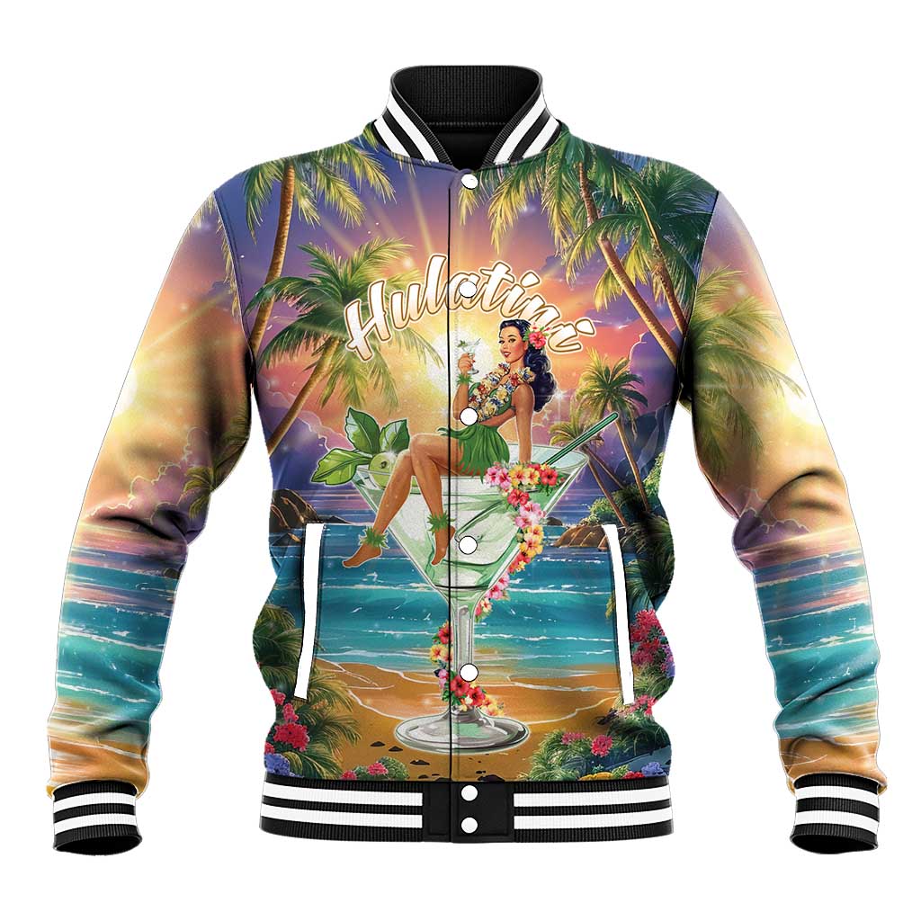 Aloha Hawaii Baseball Jacket Hula Martini Tropical Vibes - Wonder Print Shop