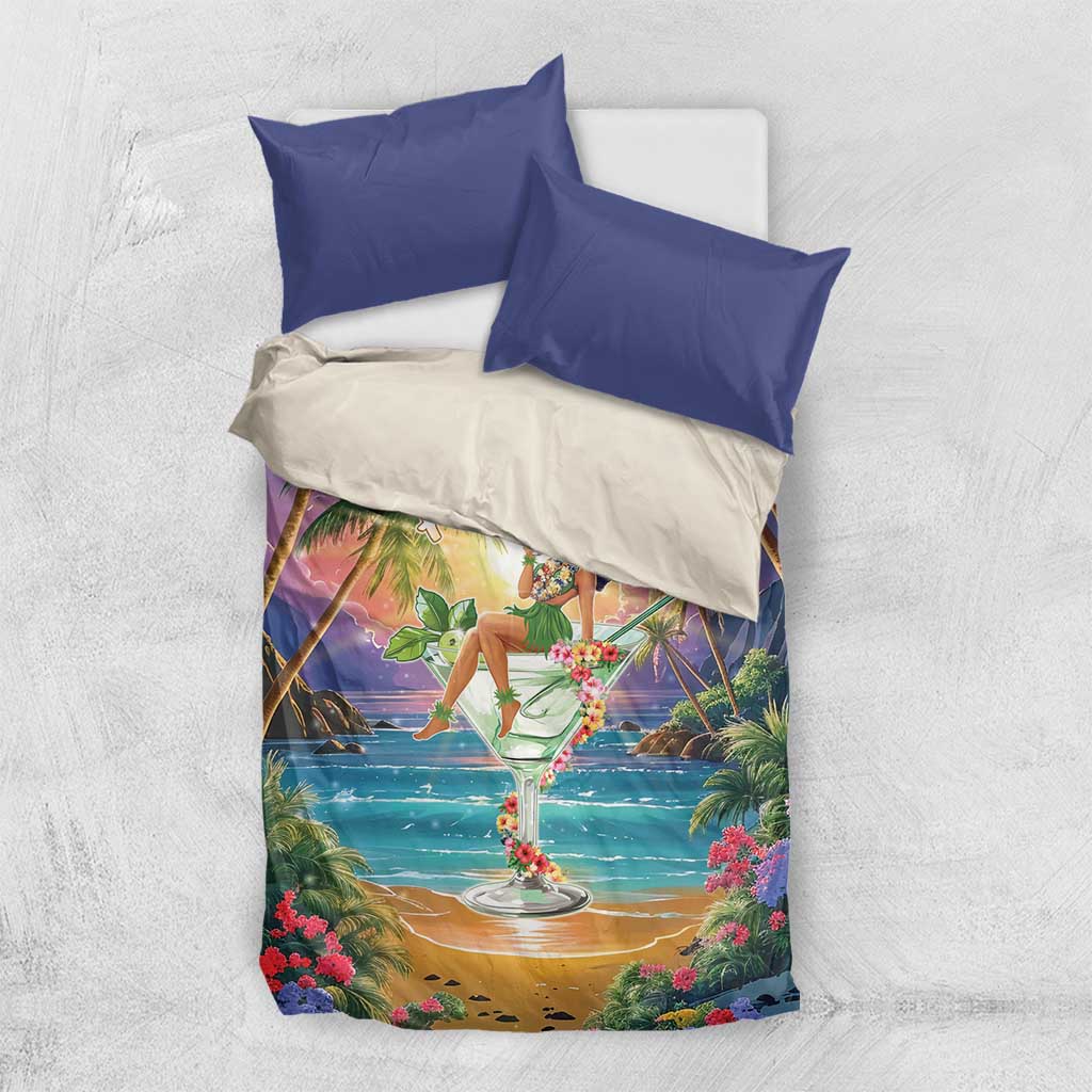 Aloha Hawaii Bedding Set Hula Martini Tropical Vibes - Wonder Print Shop