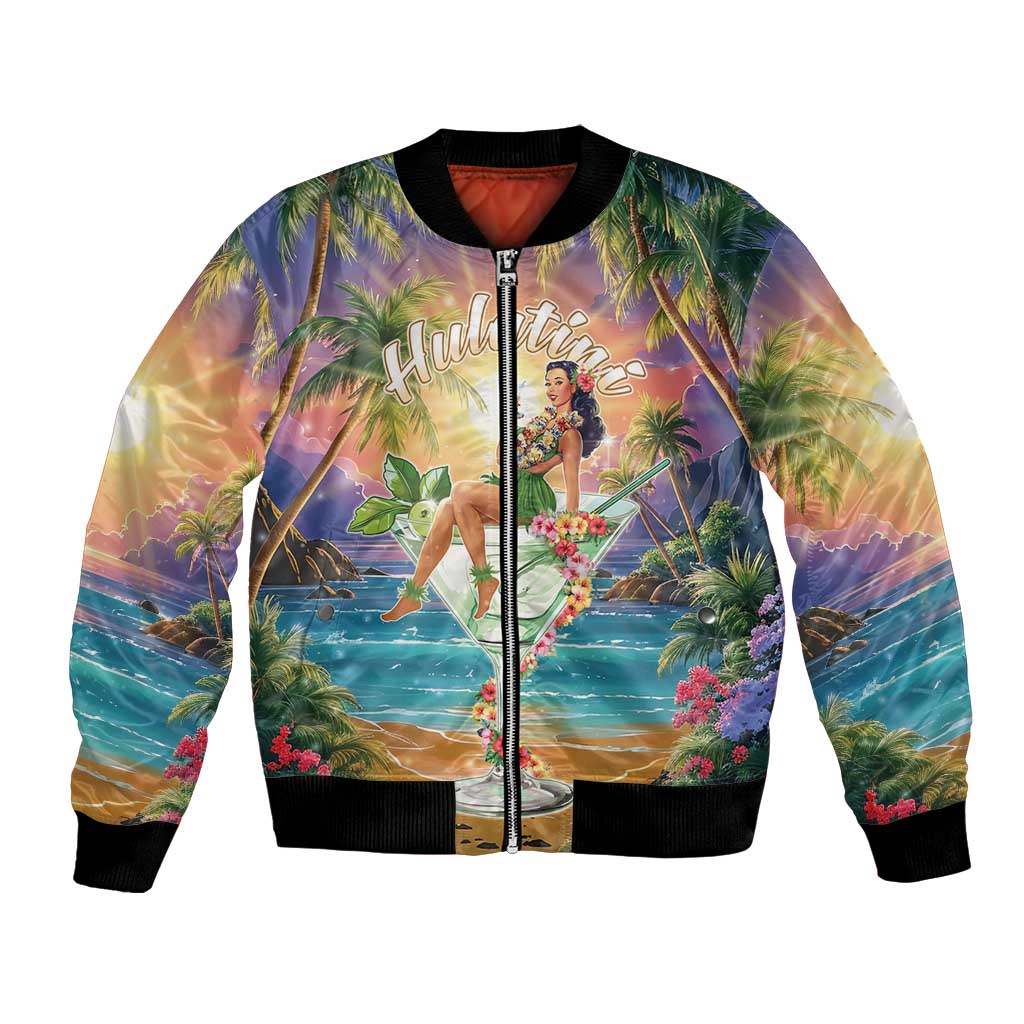 Aloha Hawaii Bomber Jacket Hula Martini Tropical Vibes - Wonder Print Shop