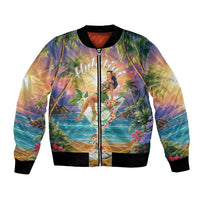 Aloha Hawaii Bomber Jacket Hula Martini Tropical Vibes - Wonder Print Shop