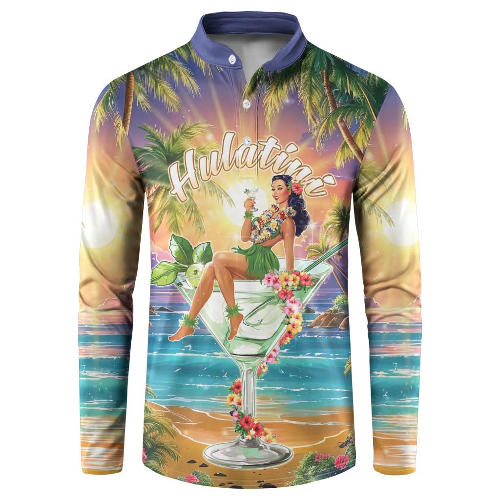 Aloha Hawaii Button Sweatshirt Hula Martini Tropical Vibes - Wonder Print Shop
