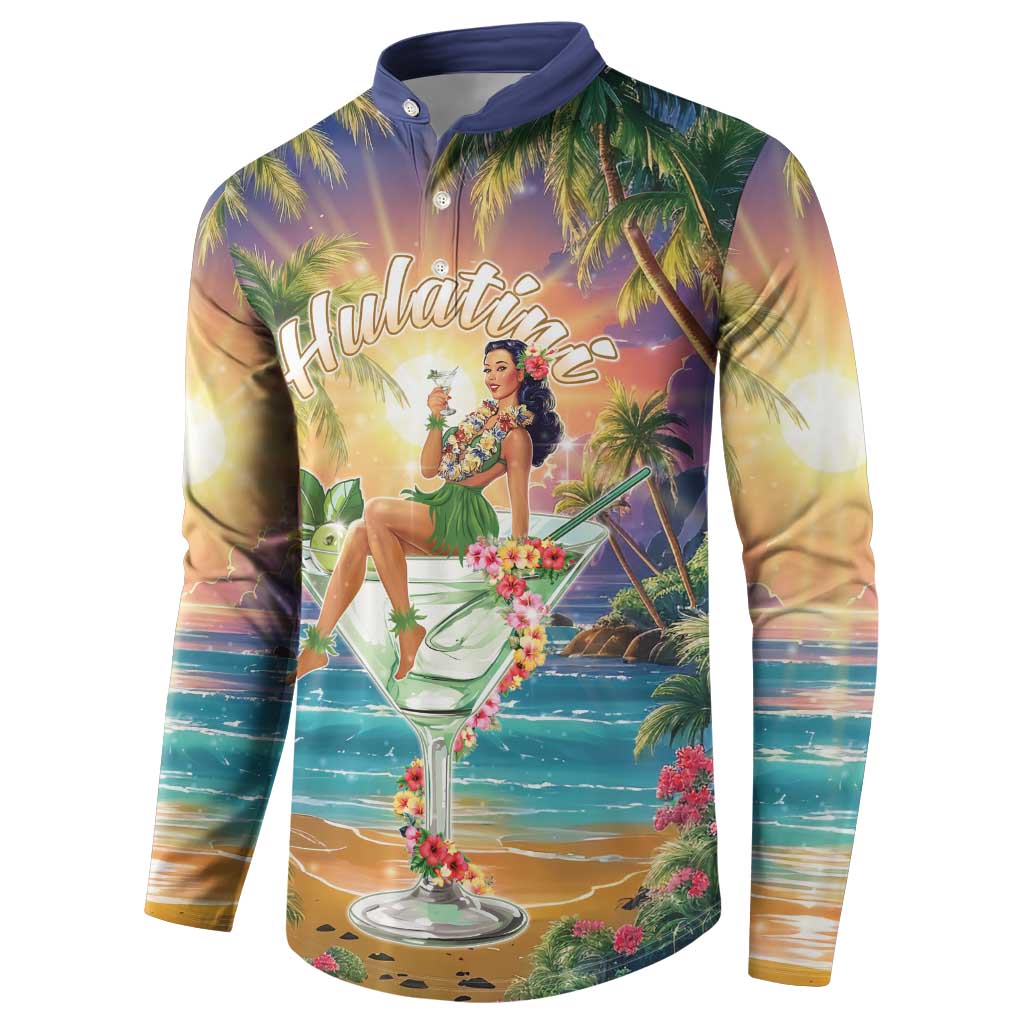 Aloha Hawaii Button Sweatshirt Hula Martini Tropical Vibes - Wonder Print Shop