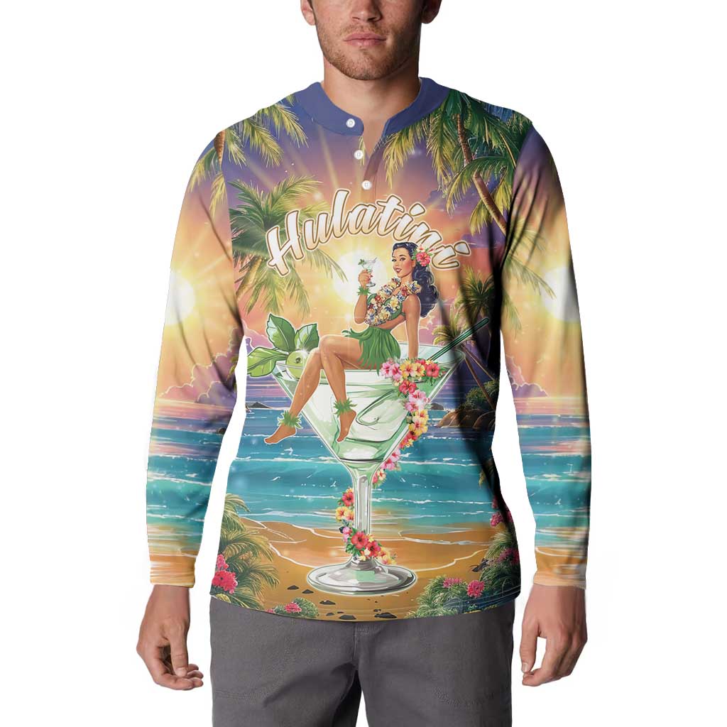 Aloha Hawaii Button Sweatshirt Hula Martini Tropical Vibes - Wonder Print Shop