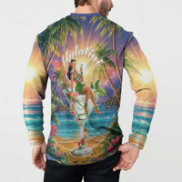 Aloha Hawaii Button Sweatshirt Hula Martini Tropical Vibes - Wonder Print Shop