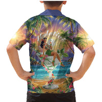 Aloha Hawaii Family Matching Mermaid Dress and Hawaiian Shirt Hula Martini Tropical Vibes - Wonder Print Shop